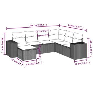 VidaXL Ensemble de canapés de jardin rotin synthétique  