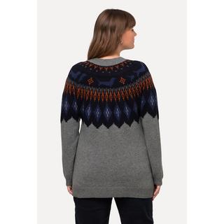 Ulla Popken  Norweger-Pullover, Zopfmuster, Rundhals, Langarm 