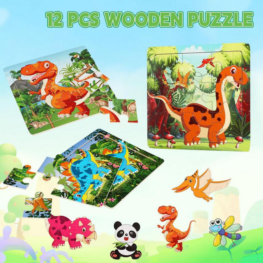 Activity-board  Holztierpuzzle und Organizer-Tasche für jedes Puzzle für Kinder 