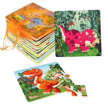 Puzzles d'animaux en bois et sac d'organisation pour chaque puzzle pour les enfants