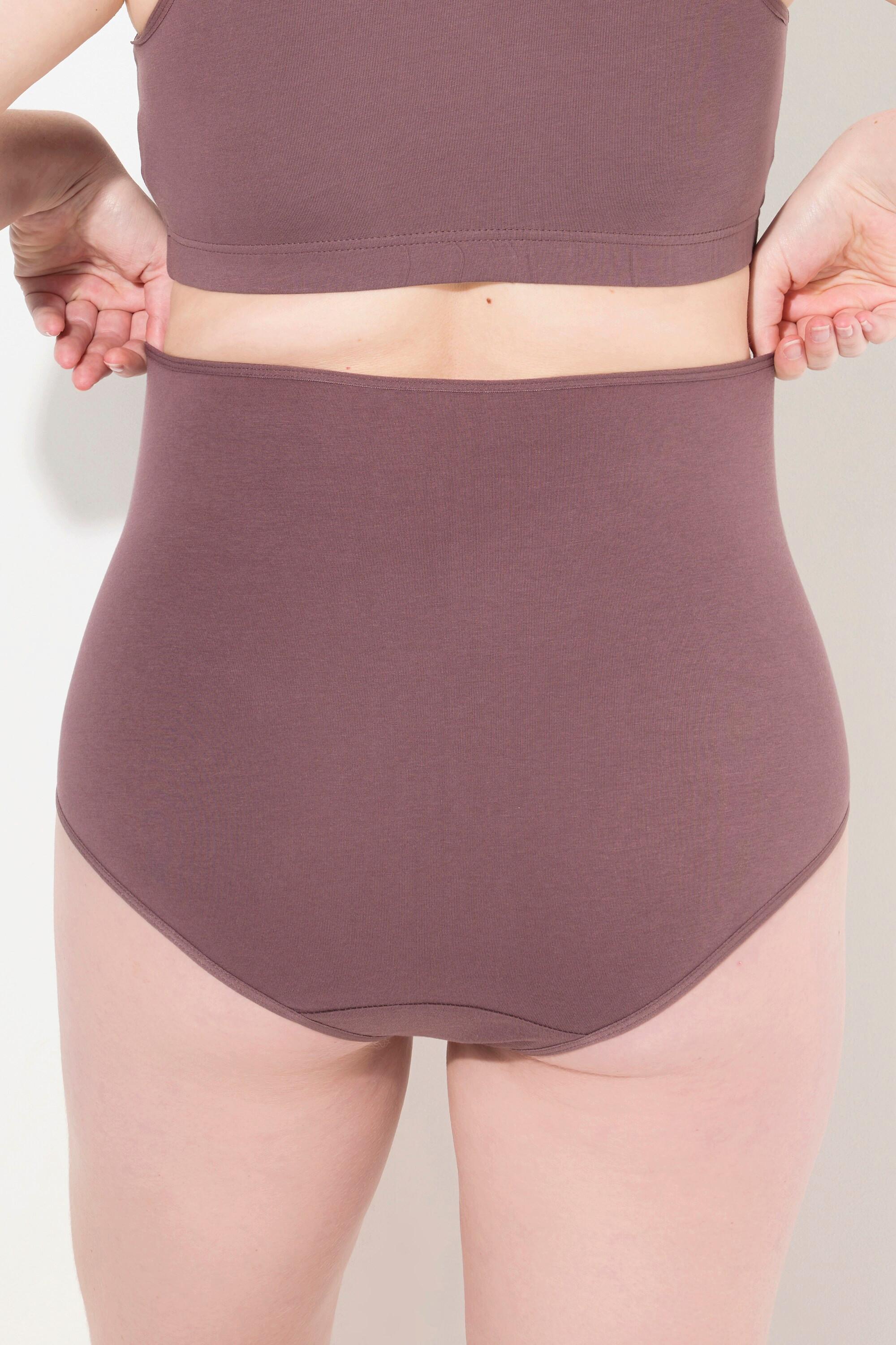 Ulla Popken  Culotte taille haute Bellieva en coton bio certifié GOTS, avec empiècement sur le ventre 