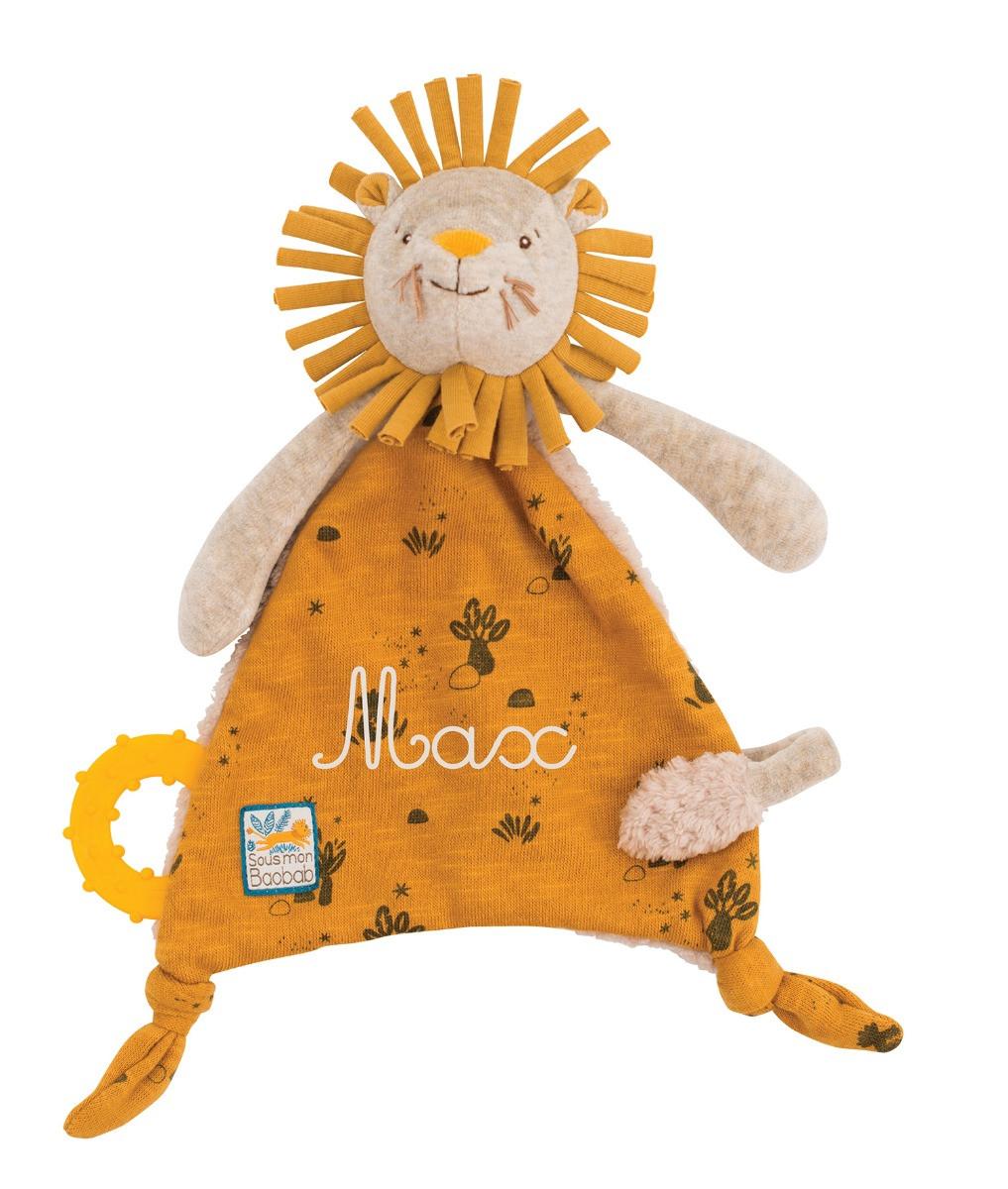 Moulin Roty  Doudou attache-tétine lion, Sous mon baobab, Moulin Roty 