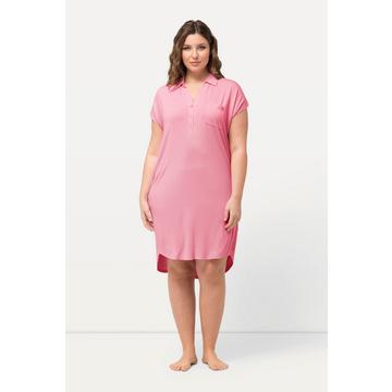 Chemise de nuit oversize, décolleté en V, manches courtes et col de chemise