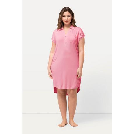 Ulla Popken  Chemise de nuit oversize, décolleté en V, manches courtes et col de chemise 