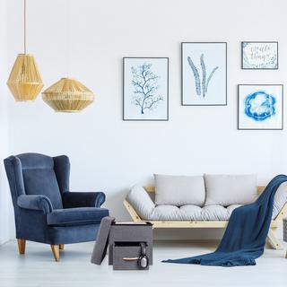 B2X Grauer Hocker mit Stauraum  