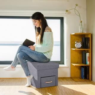 B2X Grauer Hocker mit Stauraum  