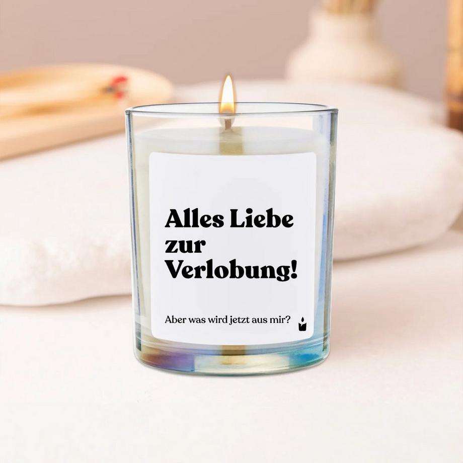 CandleHand Bougie parfumée Woody Alles Liebe zur Verlobung! Aber was wird jetzt aus mir?  