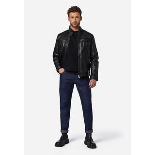 RICANO  Veste en cuir pour homme Albert - Style classique avec col montant 