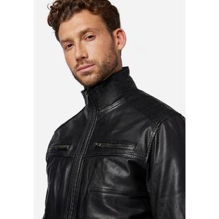 RICANO  Veste en cuir pour homme Albert - Style classique avec col montant 