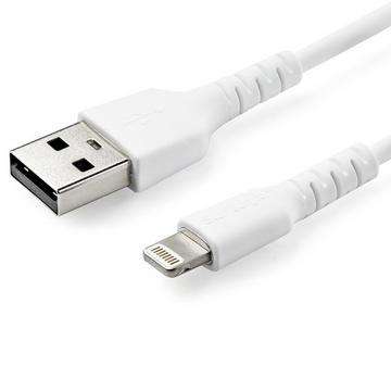 Câble USB-A vers Lightning Blanc Robuste 1m - Câble de Charge/Synchronisation de Type A vers Lightning en Fibre Aramide - iPad/iPhone 12 - Certifié Apple MFi