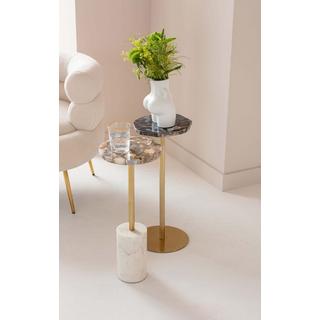 KARE Design Table d'appoint Agate Base blanche ronde 25  