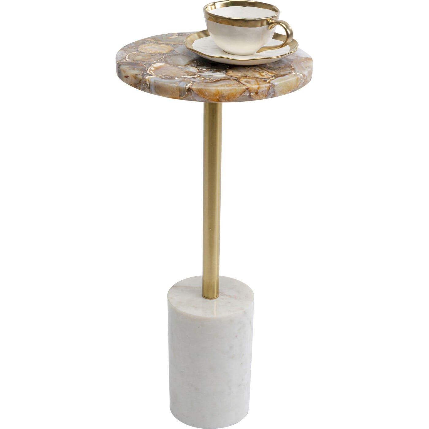 KARE Design Table d'appoint Agate Base blanche ronde 25  