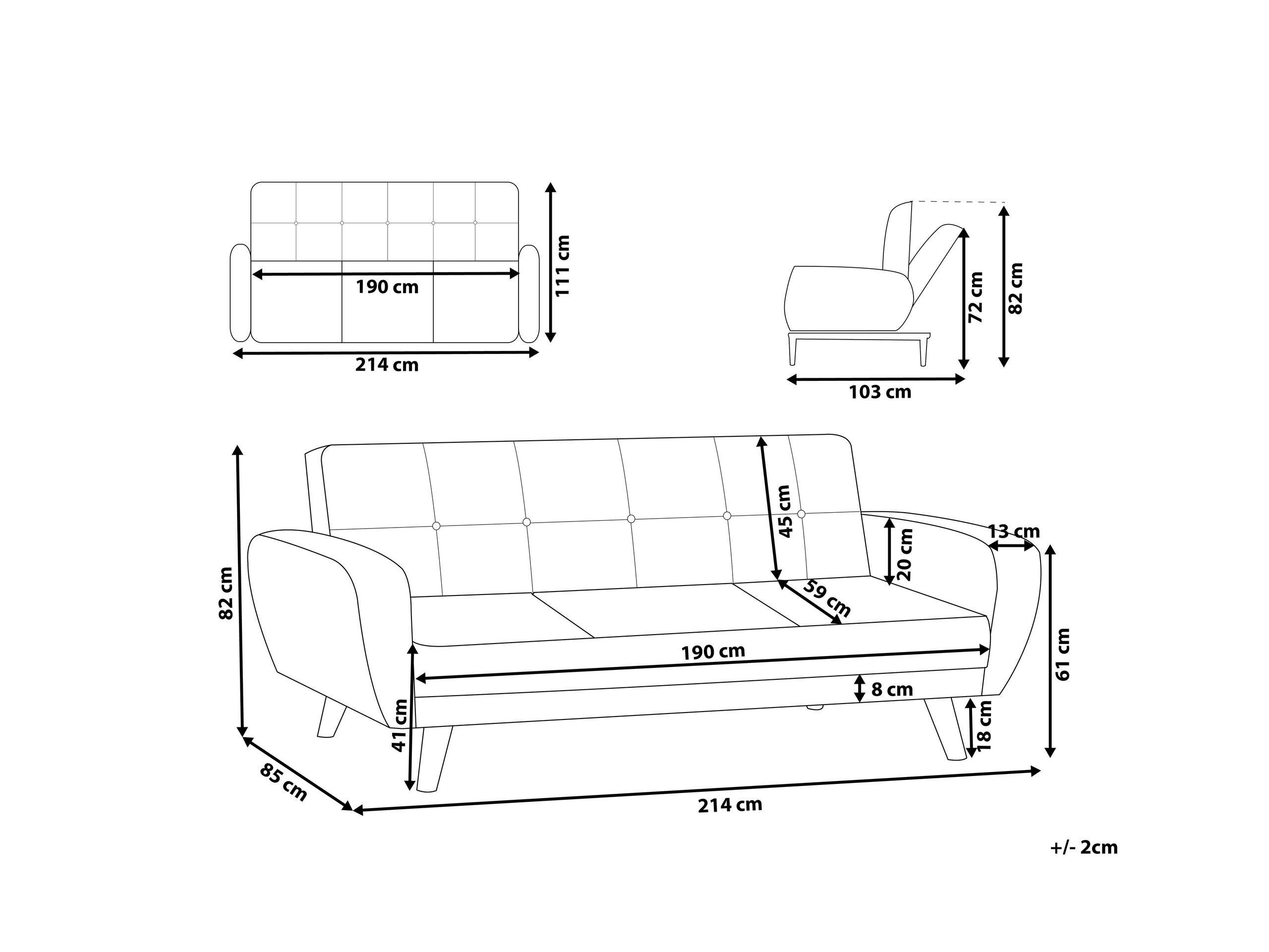 Beliani 3 Sitzer Sofa aus Polyester Klassisch FLORLI  