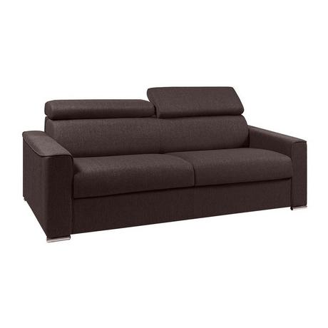 LINEA SOFA Schlafsofa 4-Sitzer - Liegefläche mit Lattenrost: 160 cm - Matratze: 18 cm mit Memory Schaum - Stoff - Braun - VIZIR  