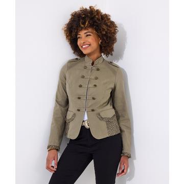 Militärische Jacke mit Spitzenbesatz