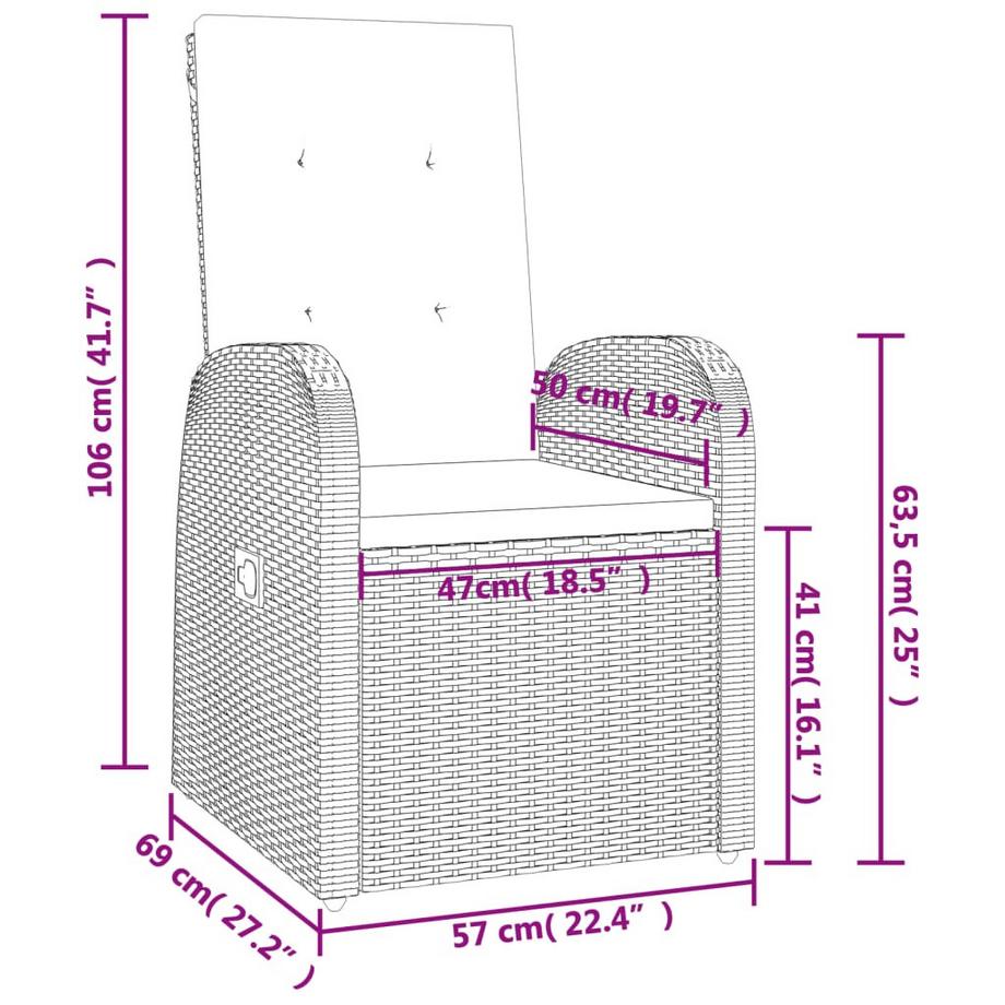 VidaXL set da pranzo da giardino Polirattan  