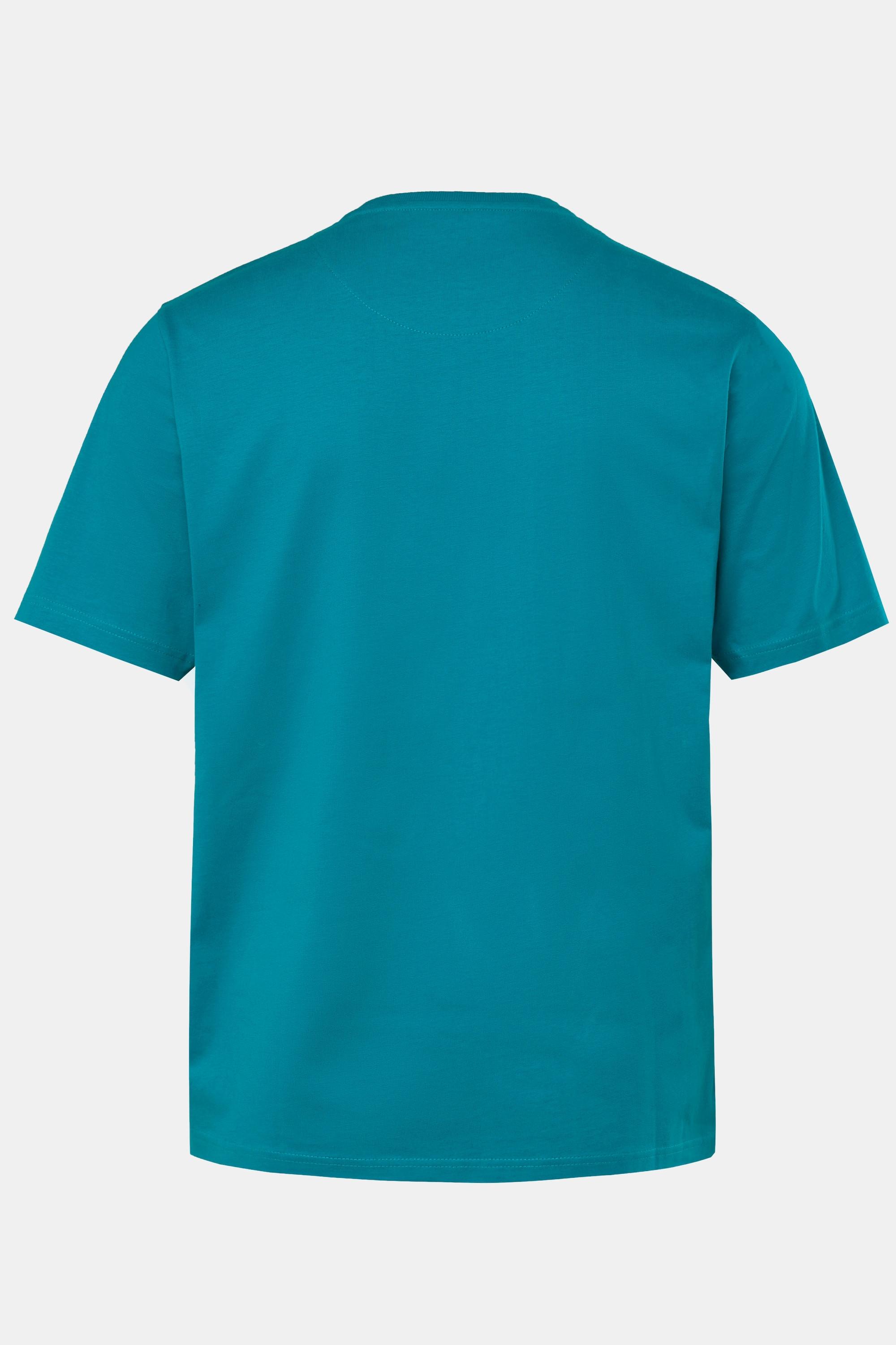 JP1880  T-shirt à manches courtes et imprimé sur la poitrine turquoise 