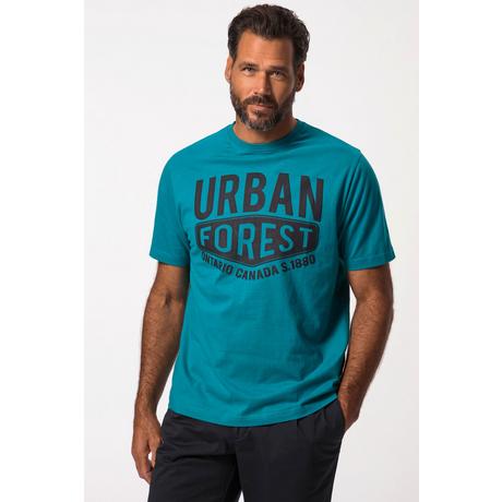 JP1880  T-shirt à manches courtes et imprimé sur la poitrine turquoise 