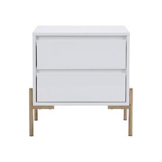 PASCAL MORABITO Lot de 2 tables de chevet avec 2 tiroirs - MDF et métal - Blanc laqué et doré - KORASA de Pascal Morabito  