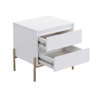 PASCAL MORABITO Lot de 2 tables de chevet avec 2 tiroirs - MDF et métal - Blanc laqué et doré - KORASA de Pascal Morabito  