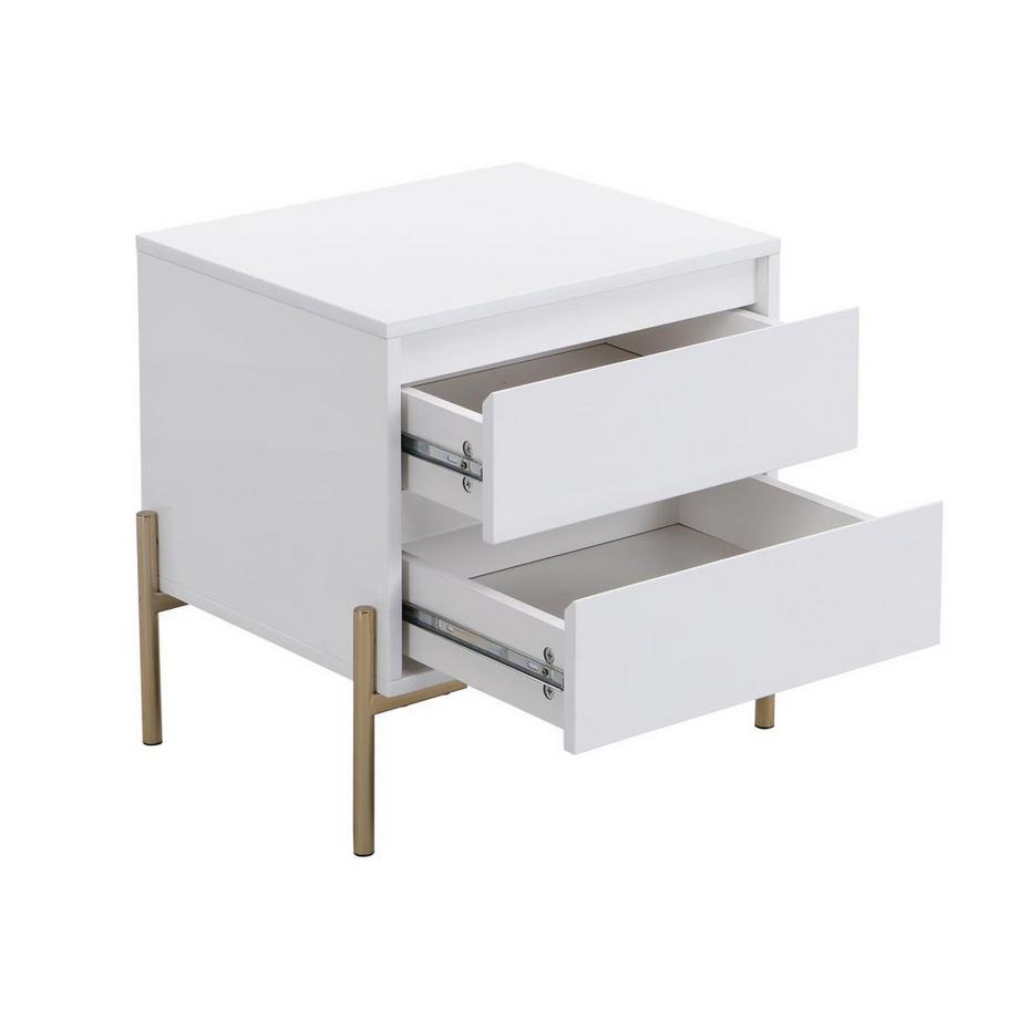 PASCAL MORABITO Lot de 2 tables de chevet avec 2 tiroirs - MDF et métal - Blanc laqué et doré - KORASA de Pascal Morabito  