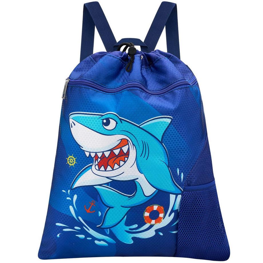 Only-bags.store Kinder Wasserdichter Turnbeutel Hai-Print  