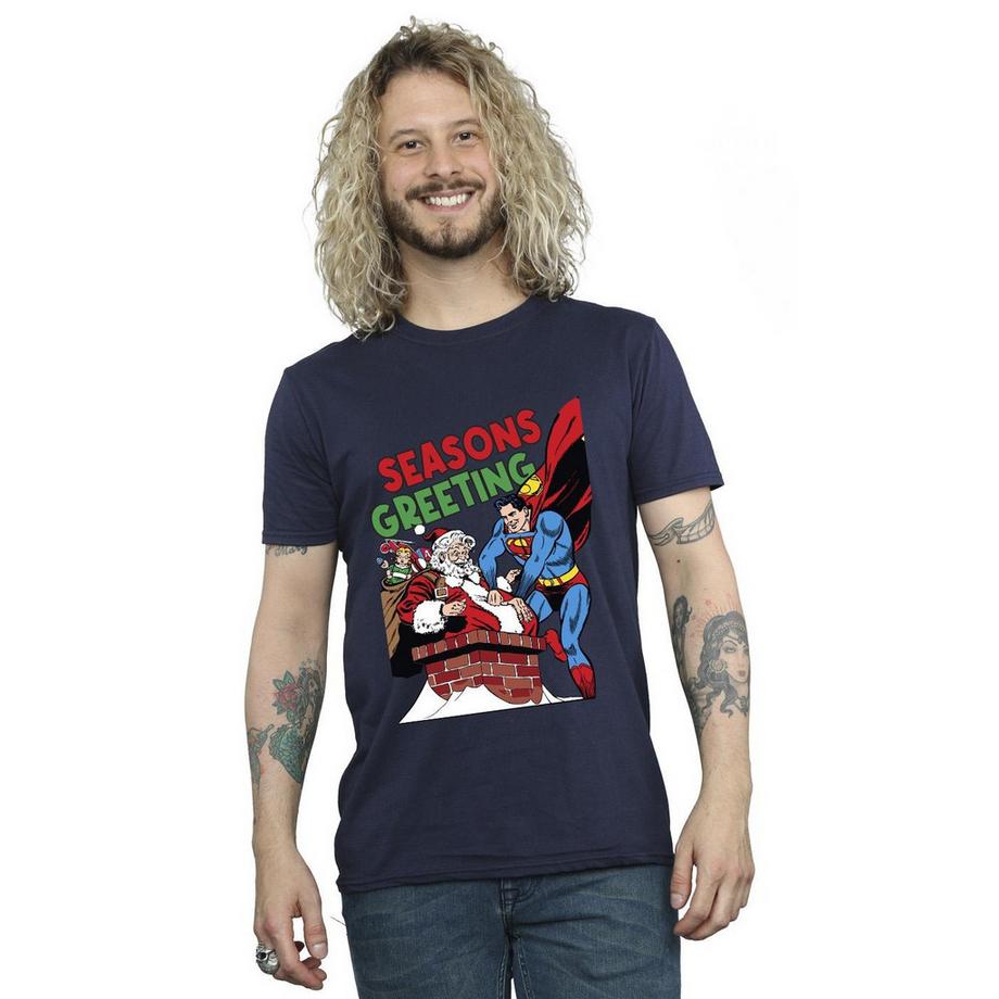 DC COMICS Seasons Greeting Superman Santa T-Shirt  