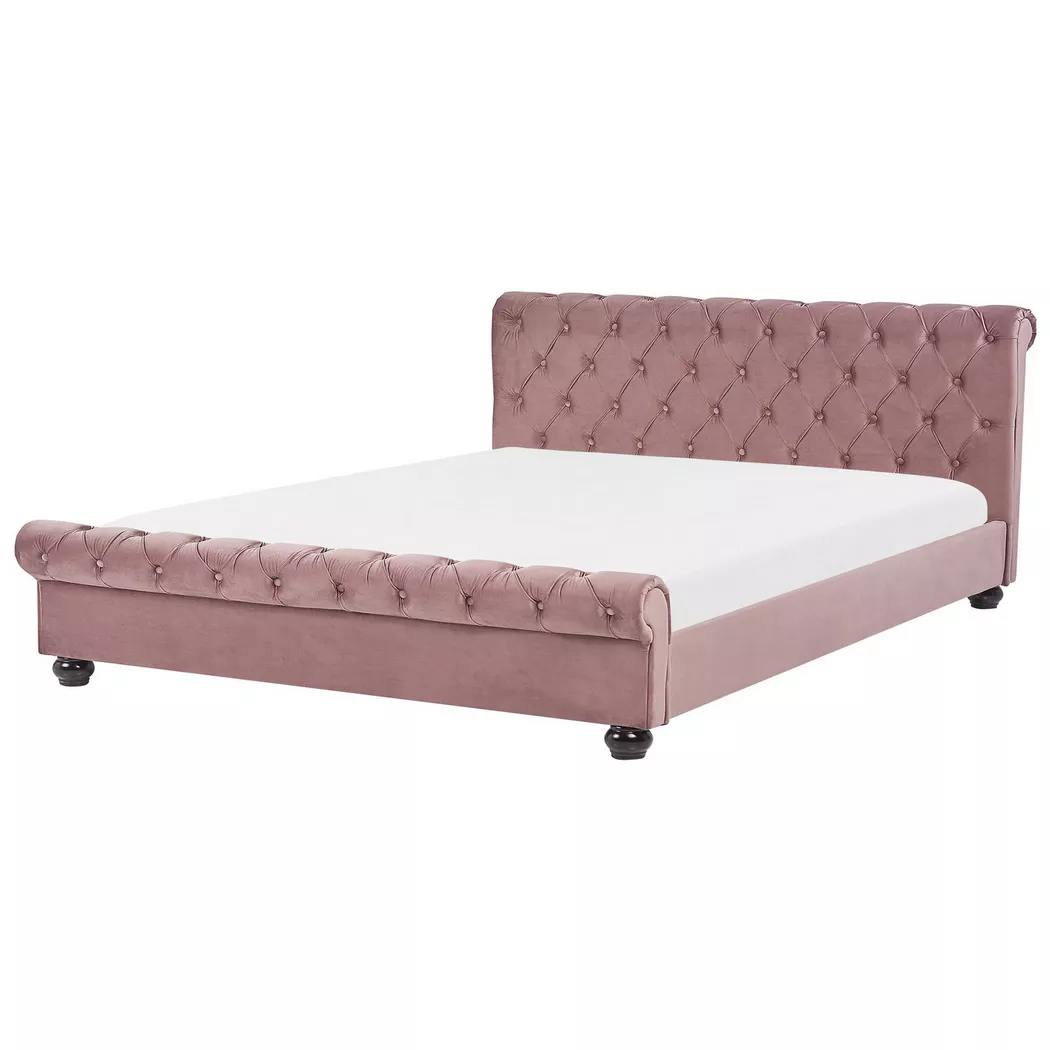 Beliani - Wasserbett aus Samtstoff  AVALLON, Pink