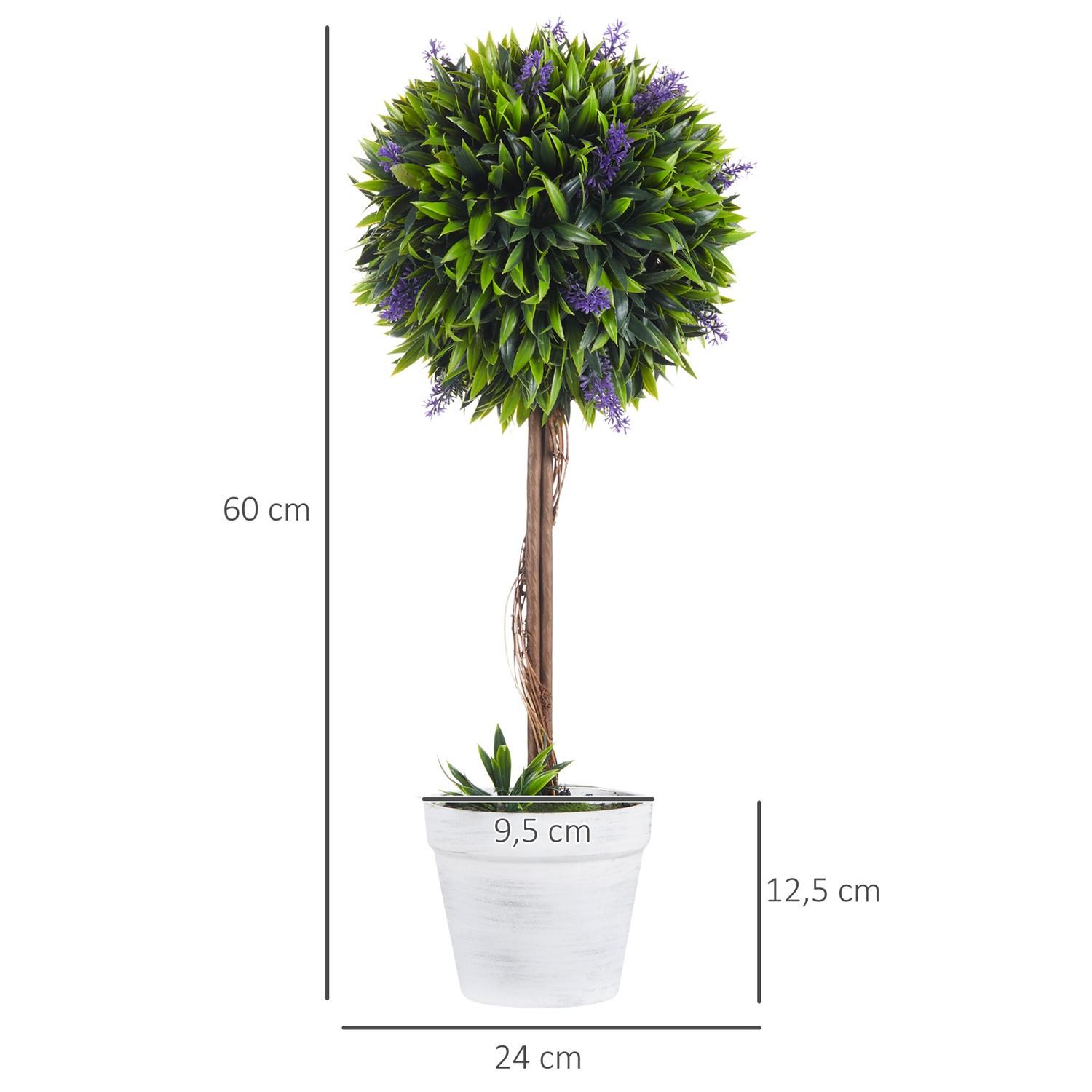 Northio Plante de lavande artificielle, lot de 2 plantes artificielles, plante d'intérieur de 60 cm en pot, arbre artificiel avec mousse artificielle pour intérieur et extérieur  