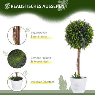 Northio Plante de lavande artificielle, lot de 2 plantes artificielles, plante d'intérieur de 60 cm en pot, arbre artificiel avec mousse artificielle pour intérieur et extérieur  