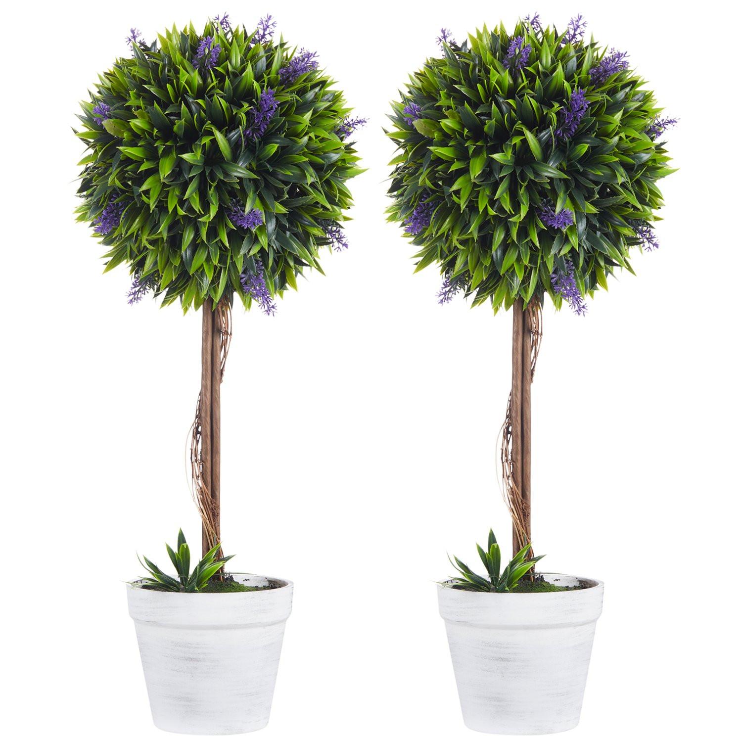 Northio Plante de lavande artificielle, lot de 2 plantes artificielles, plante d'intérieur de 60 cm en pot, arbre artificiel avec mousse artificielle pour intérieur et extérieur  