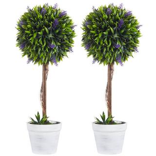 Northio Plante de lavande artificielle, lot de 2 plantes artificielles, plante d'intérieur de 60 cm en pot, arbre artificiel avec mousse artificielle pour intérieur et extérieur  