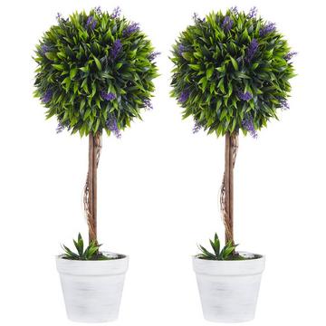 Plante de lavande artificielle, lot de 2 plantes artificielles, plante d'intérieur de 60 cm en pot, arbre artificiel avec mousse artificielle pour intérieur et extérieur