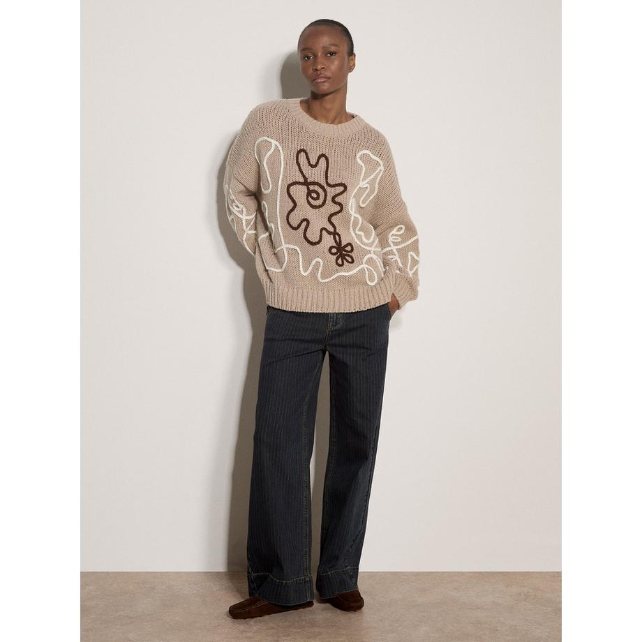 APRICOT Oversized Cornelli bestickter Pullover  
