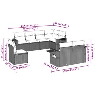 VidaXL set divano da giardino Polirattan  