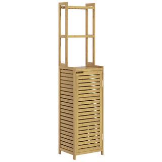 Northio Meuble De Salle De Bain En Bambou, 3 Compartiments Ouverts, Anti-Basculement, Bois Naturel, Pour Salle De Bain  