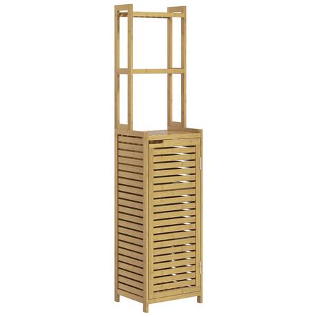 Northio Meuble De Salle De Bain En Bambou, 3 Compartiments Ouverts, Anti-Basculement, Bois Naturel, Pour Salle De Bain  