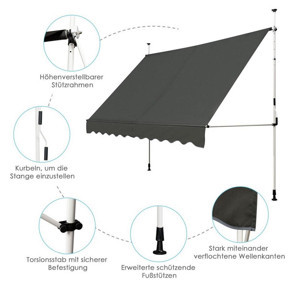Northix Einziehbare Markise, höhenverstellbar  