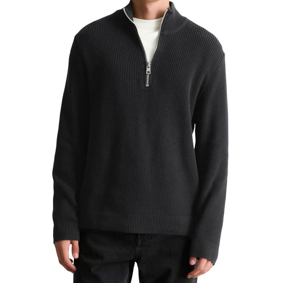Marc O'Polo Denim Pull en tricot manches longues avec demi-zip  
