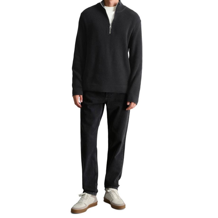 Marc O'Polo Denim Pull en tricot manches longues avec demi-zip  