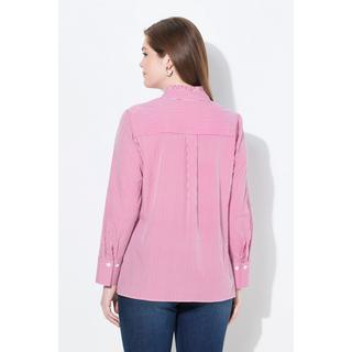 Ulla Popken Camicetta a righe con ruches collo alto scollo a V maniche lunghe  