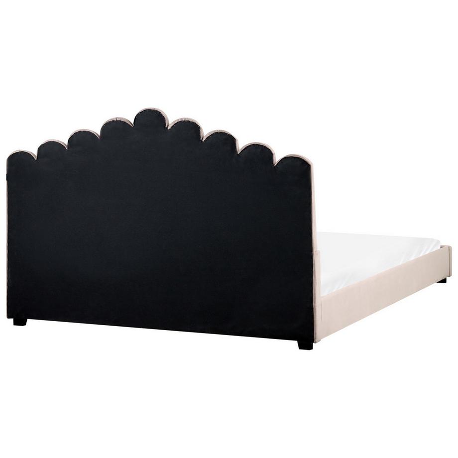 Beliani Lit avec sommier en Velours Glamour VINCENNES  