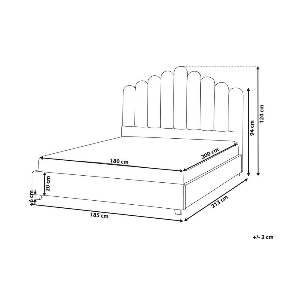 Beliani Lit avec sommier en Velours Glamour VINCENNES  