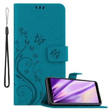 Housse compatible avec Samsung Galaxy A7 2018 - Coque de protection au design floral avec fermeture magnétique, fonction de support et emplacements pour cartes