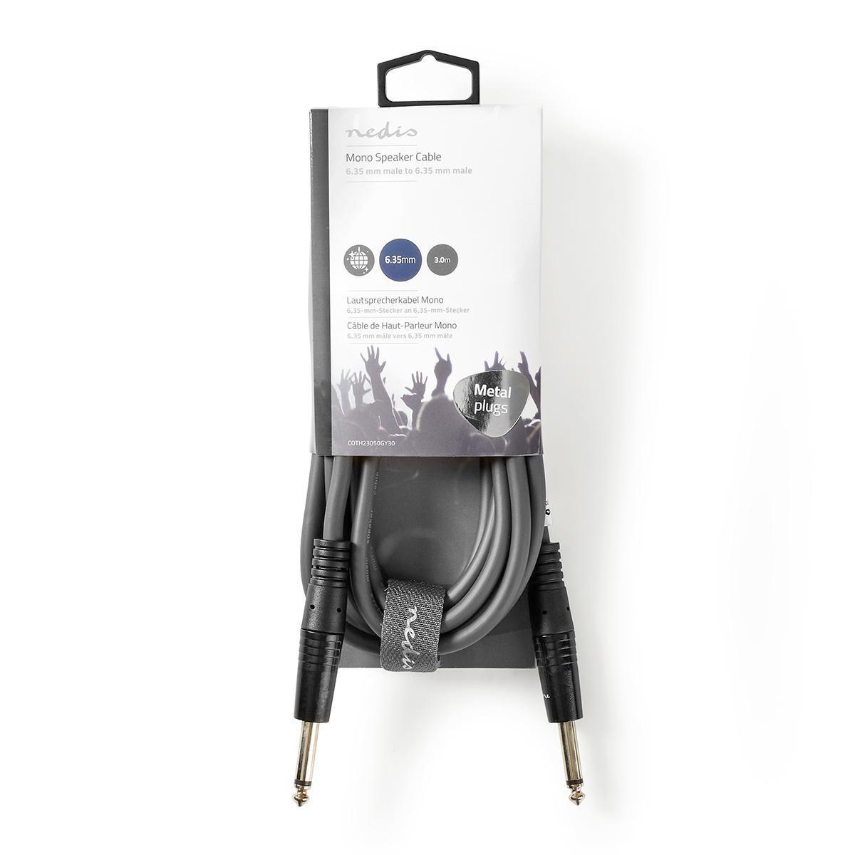 Nedis  Câble monolame | 6,35 mm Hane | 6,35 mm Hane | Plaques de nickel | 3,00 m | Rond | PVC 