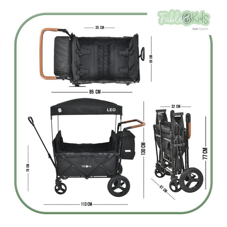 FableKids  LEO X4Plus Chariot à Main avec Toit Pliant Pour le Transport 