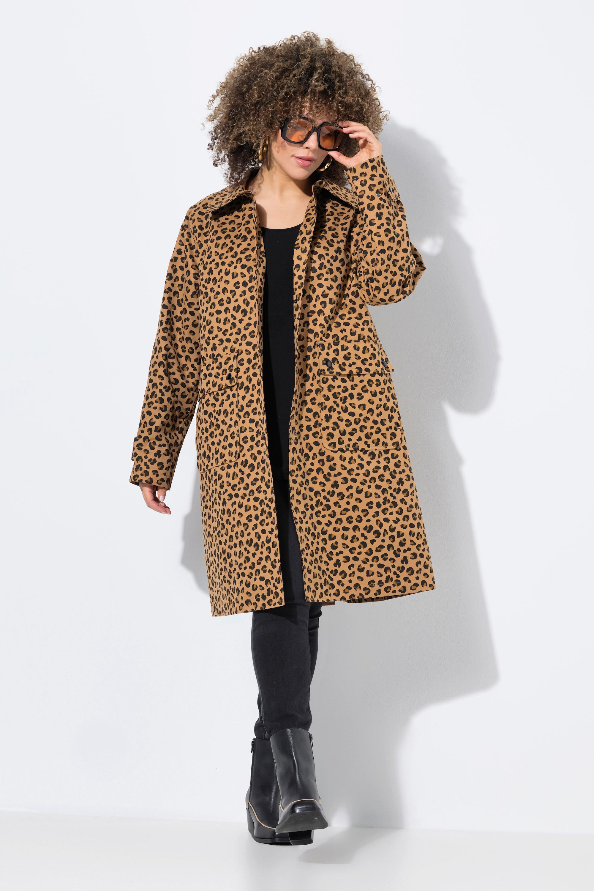 Ulla Popken Cappotto funzionale fantasia leopardata idrorepellente  