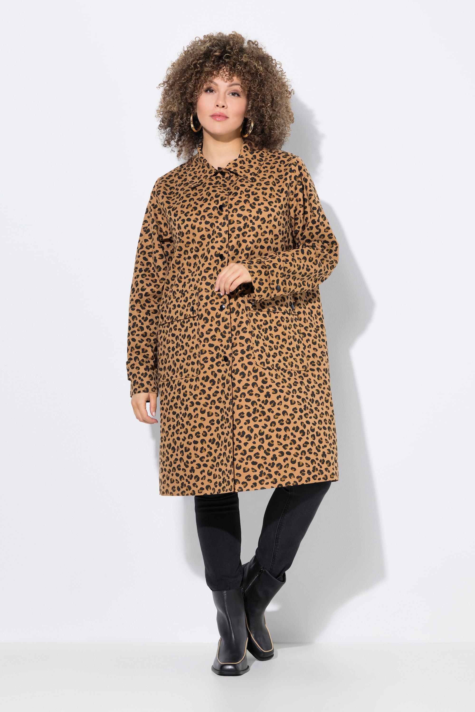 Ulla Popken Cappotto funzionale fantasia leopardata idrorepellente  