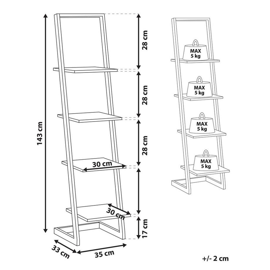 Beliani Regal mit 4 Ebenen aus Faserplatte Modern JOPLIN  