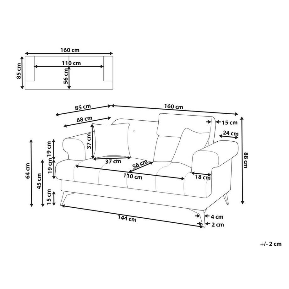 Beliani 2 Sitzer Sofa aus Stoff Minimalistisch SKIVE  